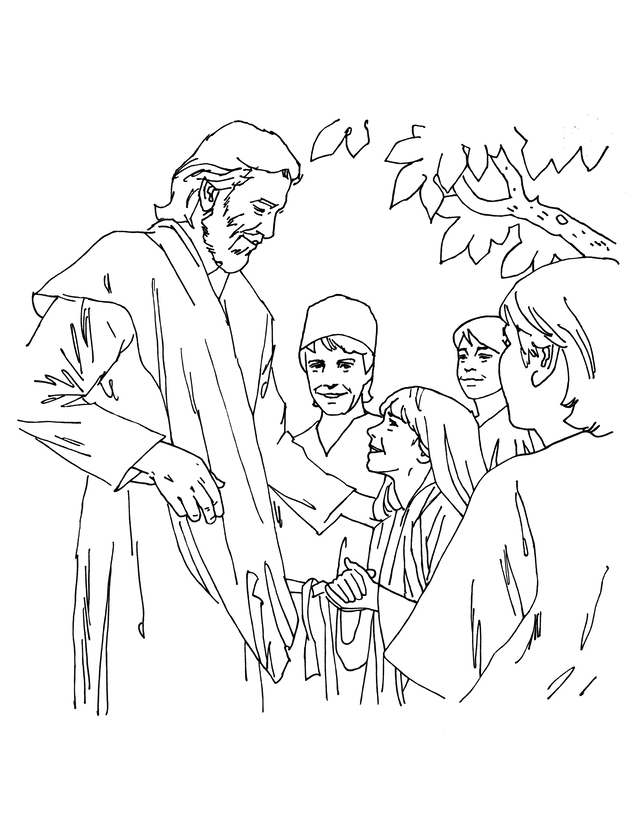 Christ with Children Coloring Page