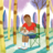 boy on a chair in the woods