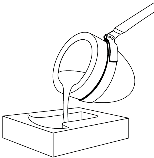 crucible pouring molten metal