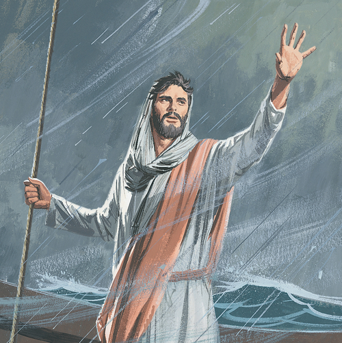Jesus commanding storm