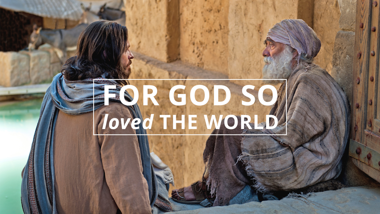 Jesus Christ speaks with a man at the Waters of Bethesda whom he heals