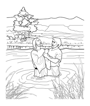 John Baptizing Jesus Coloring Page