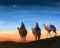 The three wise men traveling through the desert to see the Christ child.