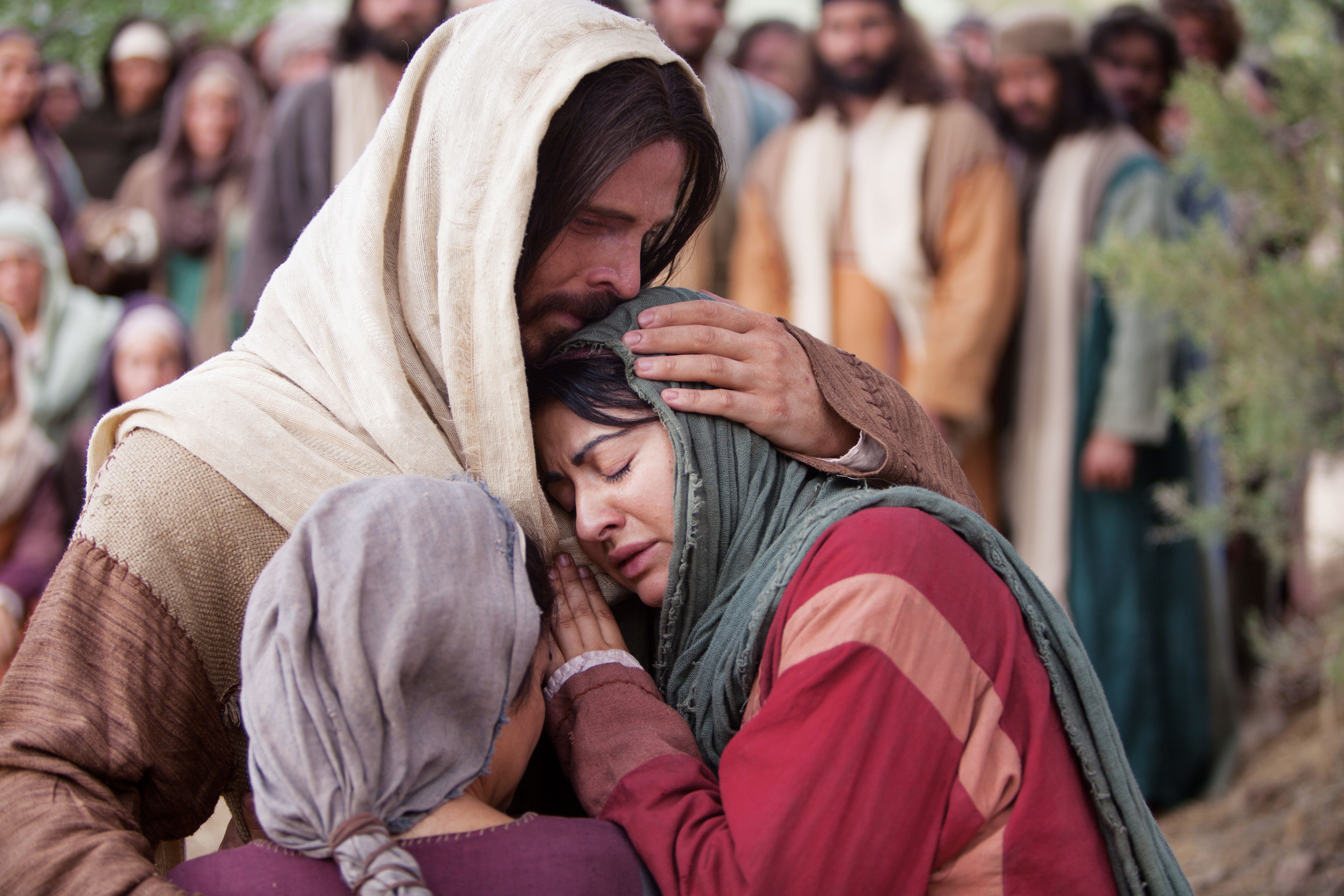 Christ comforting Mary and Martha after the death of their brother Lazarus.