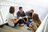 Young adults talking on stairs