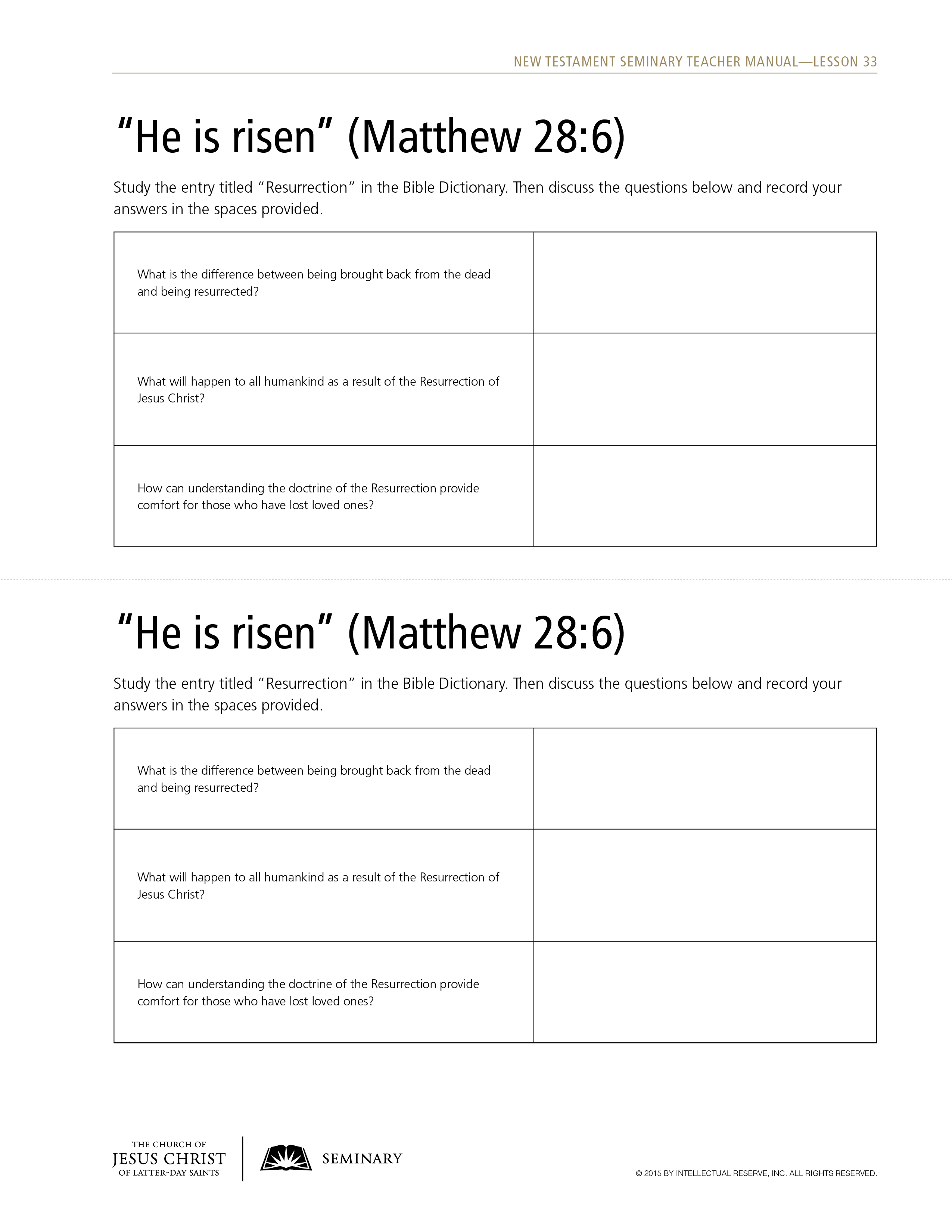 handout, He is risen