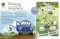 sheep jumping into a blue Volkswagen Beetle