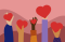 Digital image of hands holding heart figures
