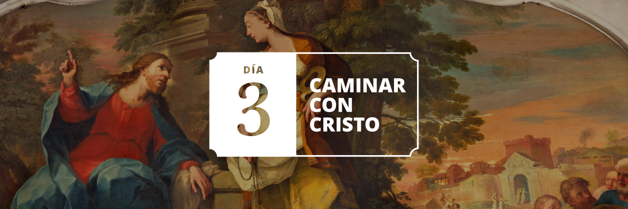 Pintura de Jesucristo y la señora en el pozo de agua