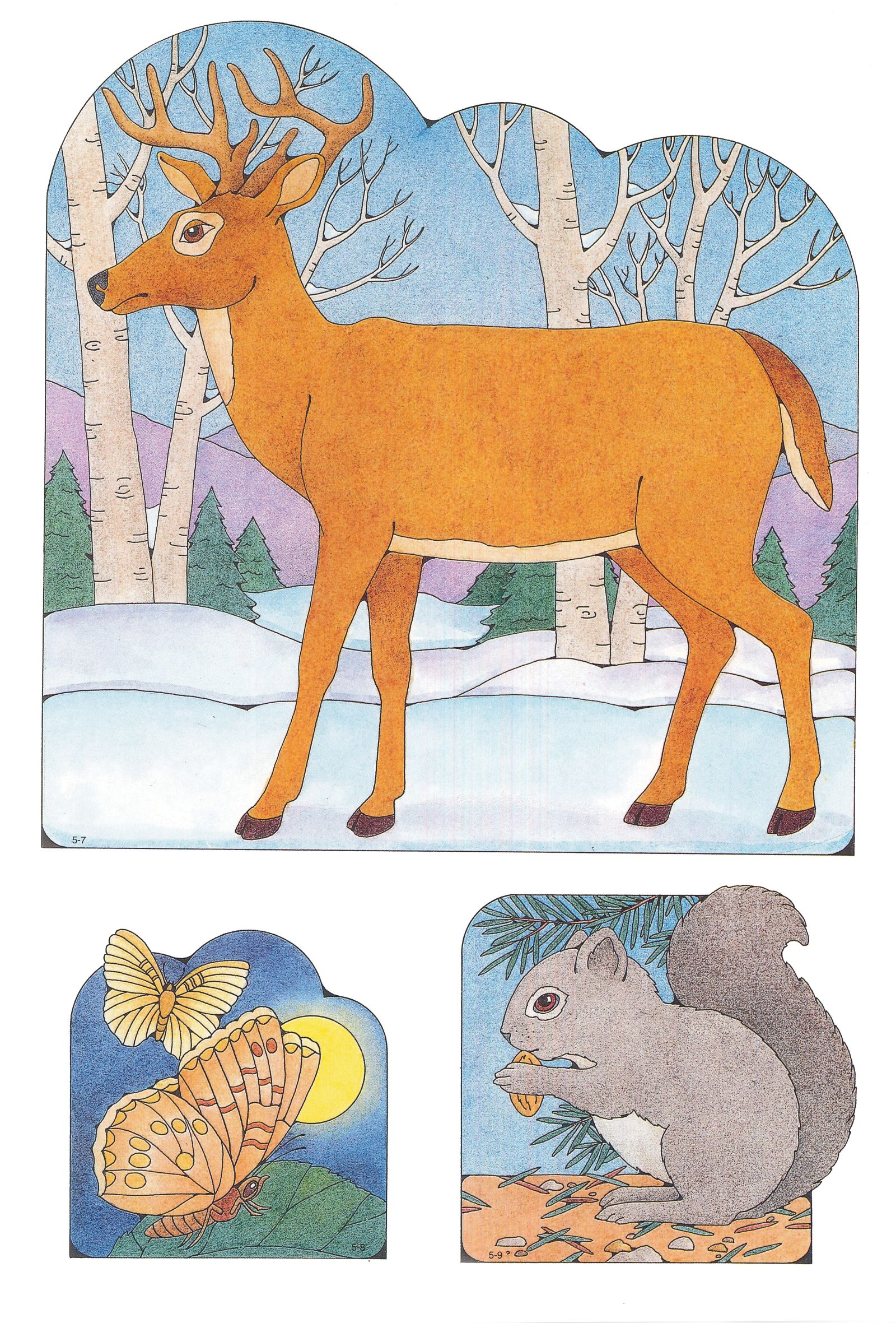 Primary Visual Aids Cutouts 57, Deer; 58, Moths; 59, Squirrel