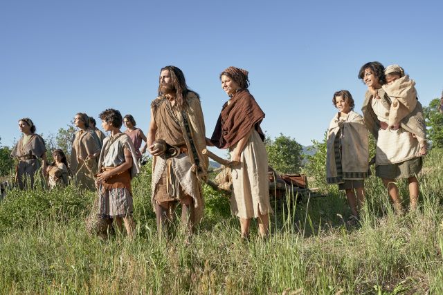 Nephi and his family standing together