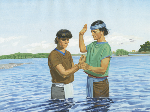 Nephi baptizing