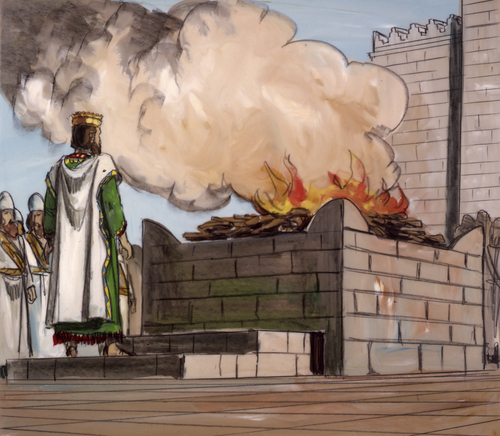 Solomon offering sacrifices