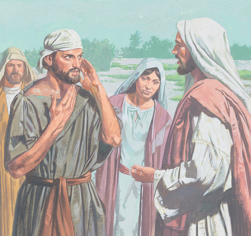 people bringing man to Jesus