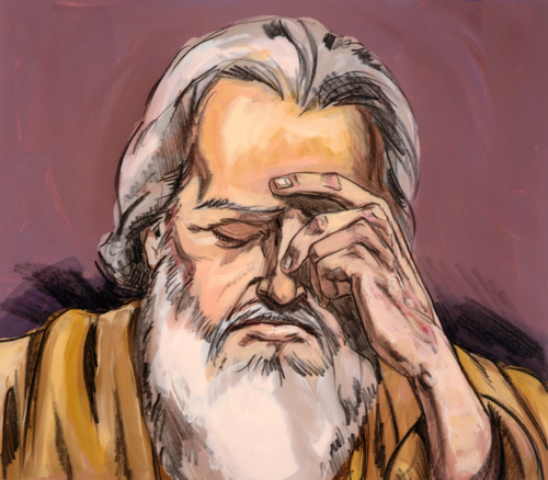 Job bowing his head