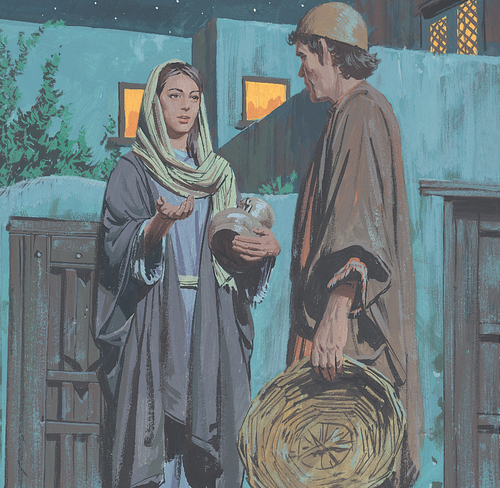 man and woman talking