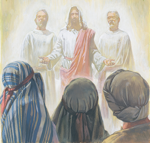 Jesus, Moses, and Elias appearing to Apostles