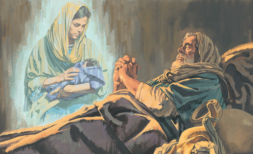 Simeon dreaming of baby Jesus