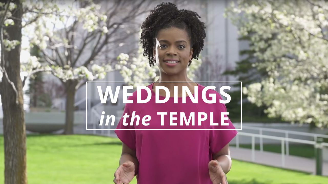 A woman stands outside a Temple during spring and explains why people marry in Temples