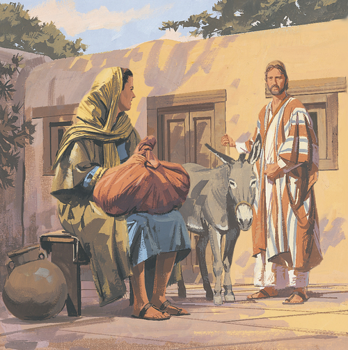 Joseph and Mary traveling