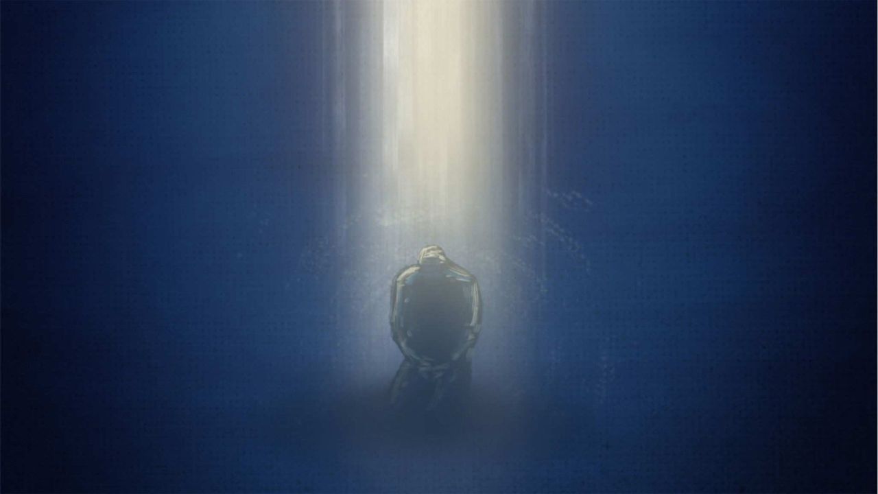 A man kneels in prayer asking God please help me