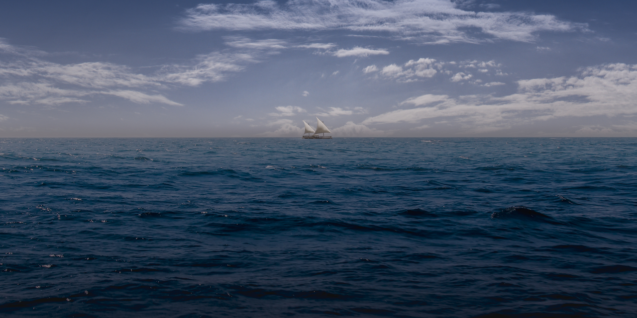 A ship on the ocean arrives in the promised land