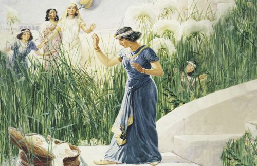 Moses found in the bulrushes by Pharoah's daughter