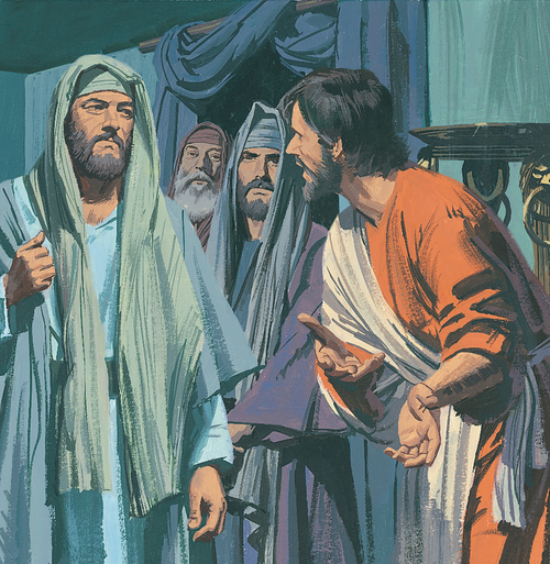 four men talking