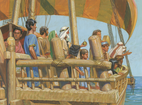 Nephi steering ship