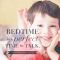 An image of a small boy smiling, combined with a quote by Sister Rosemary M. Wixom: “Bedtime is a perfect time to talk.”