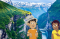 Cartoon spot illustration with background
