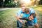Kids playing with father