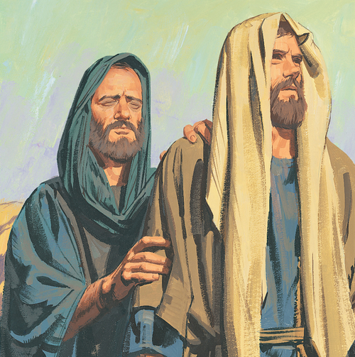 man leading blind man