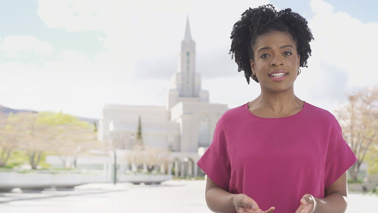 The Salt Lake Temple next to different types of churches