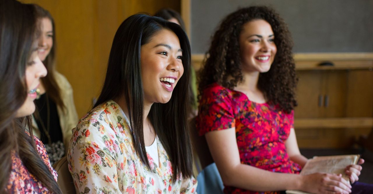 A group of young women at church