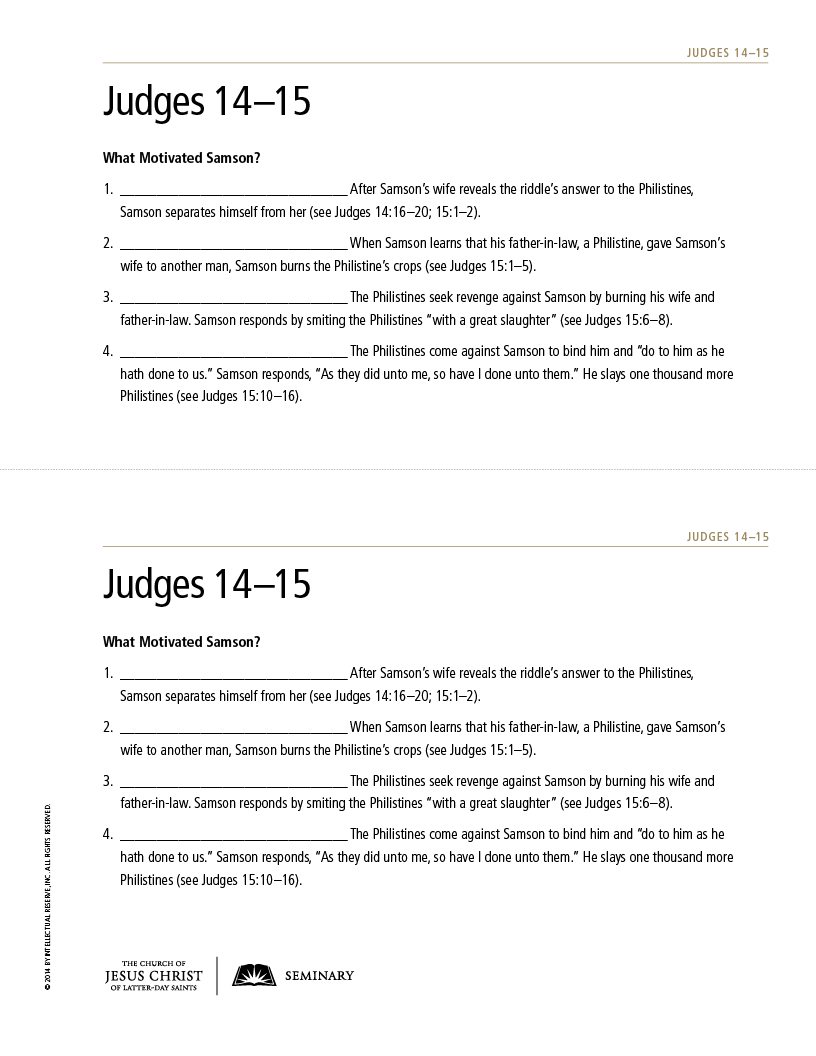 handout, What Motivated Samson