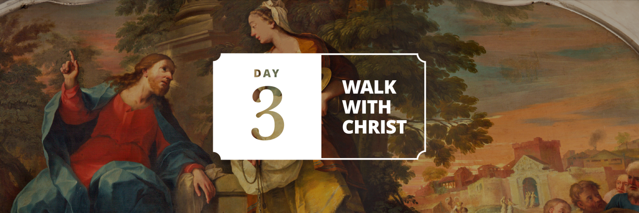 Jesus Christ speaks with a woman at a well