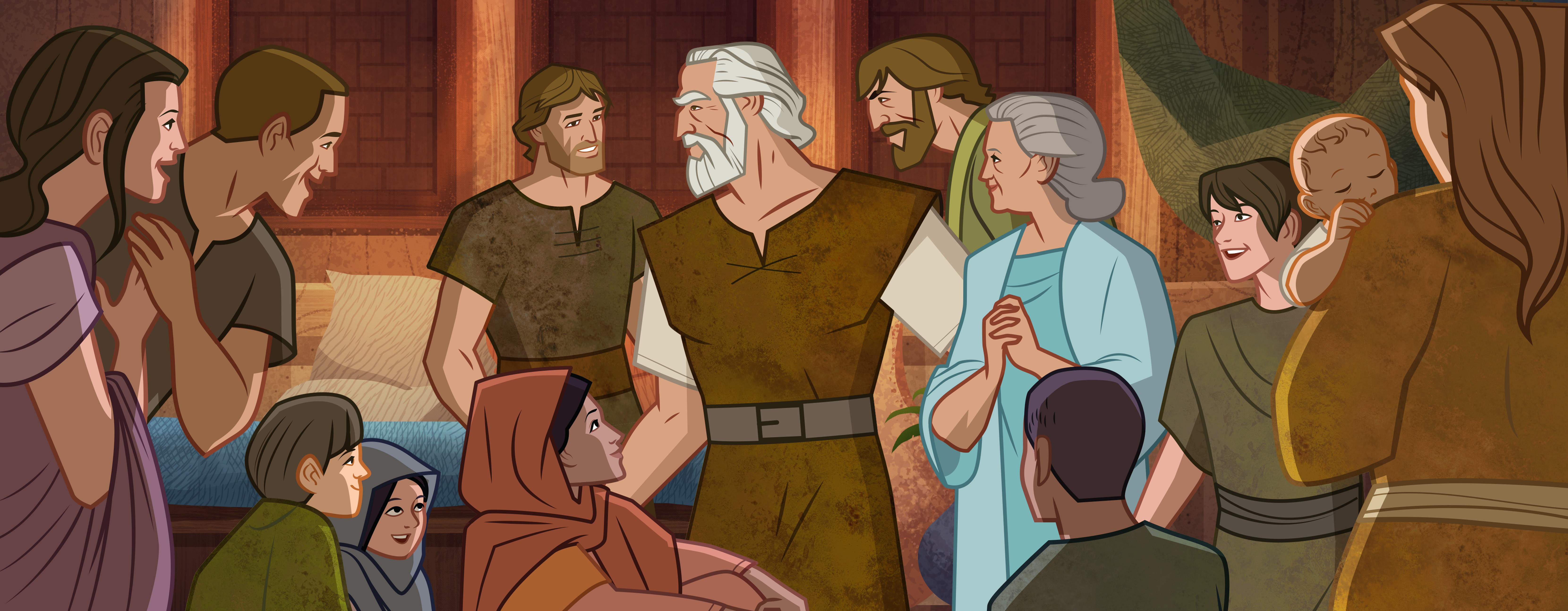 Noah And His Family Cartoon
