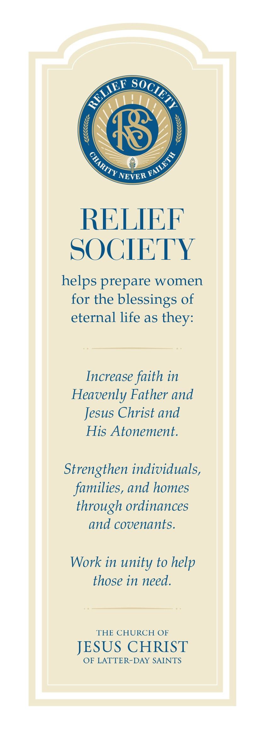 relief society bookmark front