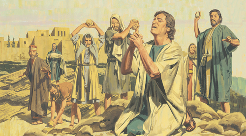 people throwing stones at Stephen