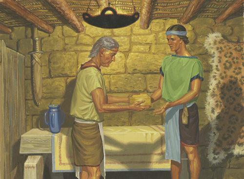 Nephi giving records to son