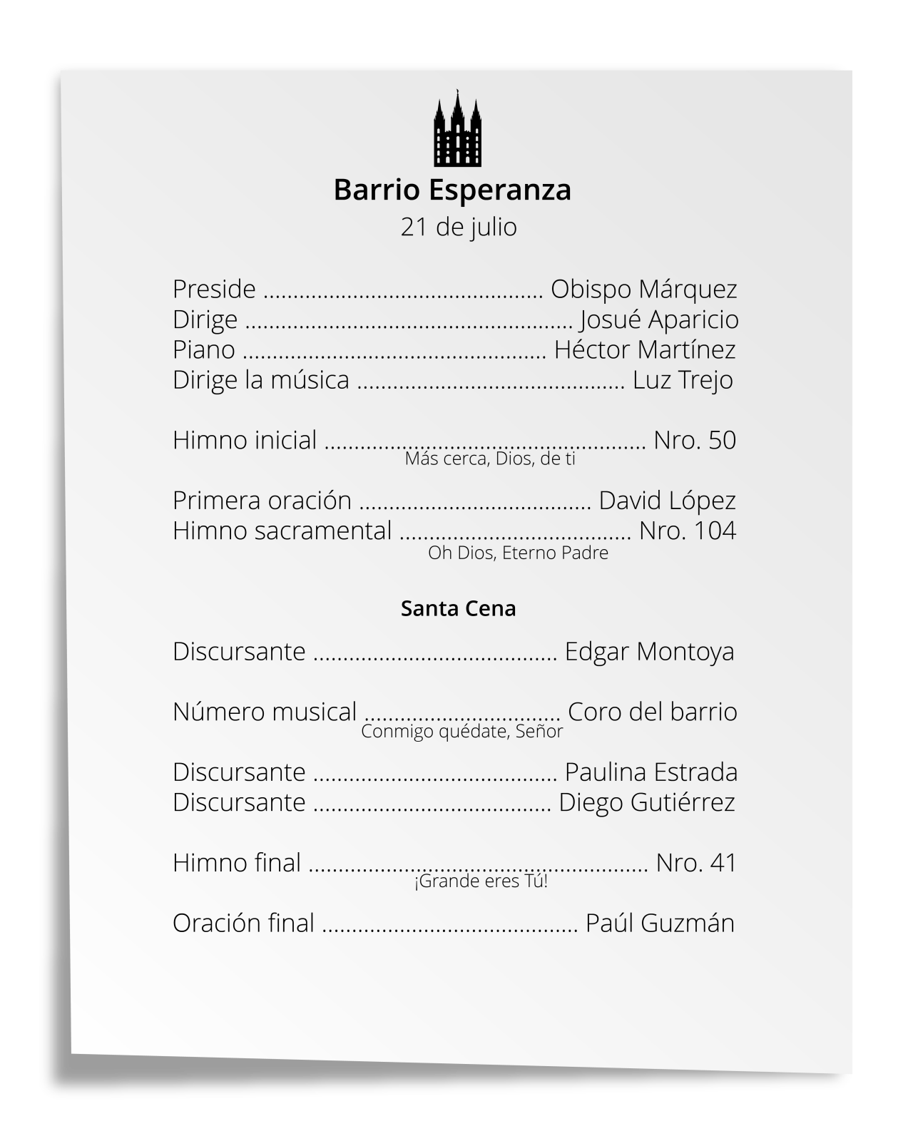 Programa de la reunión sacramental