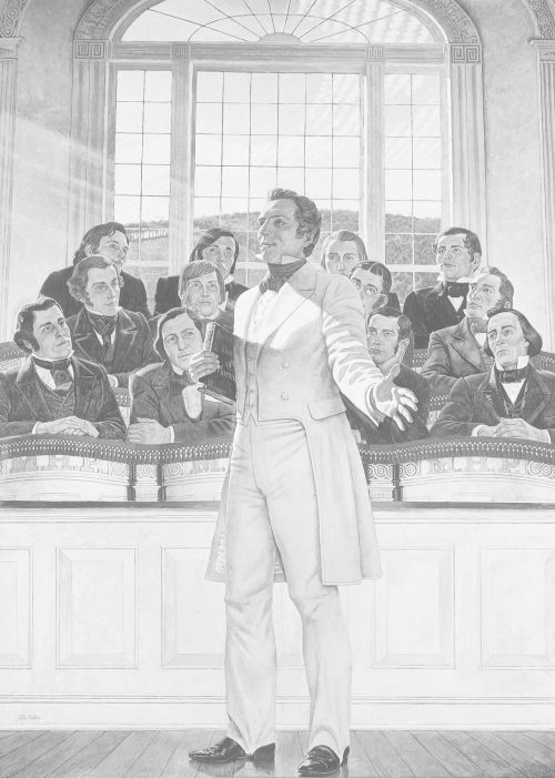 Joseph Smith instructs the Apostles in the Kirtland Temple.