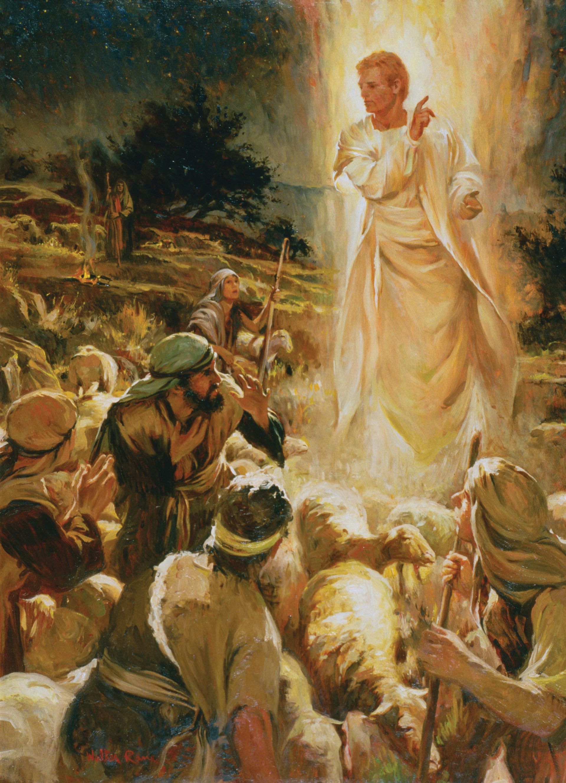 Good Tidings of Great Joy (The Angel Appears to the Shepherds), by Walter Rane; GAB 31; Luke 2:8–9