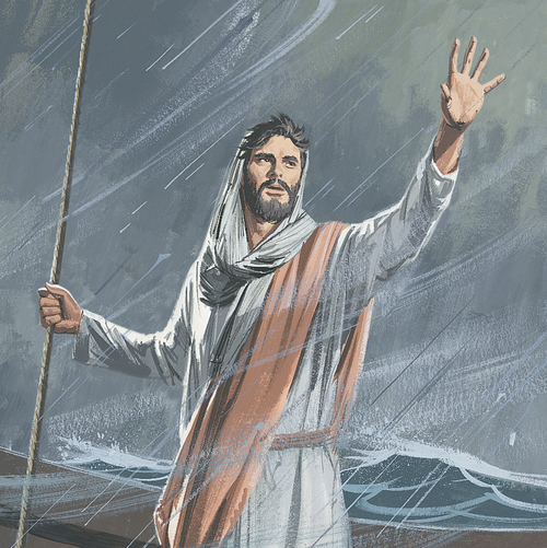 Jesus commanding storm