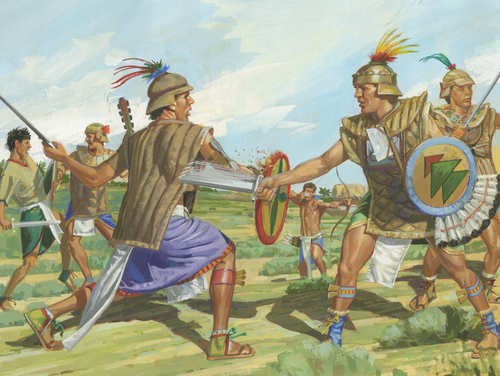 Nephites and Lamanites battling