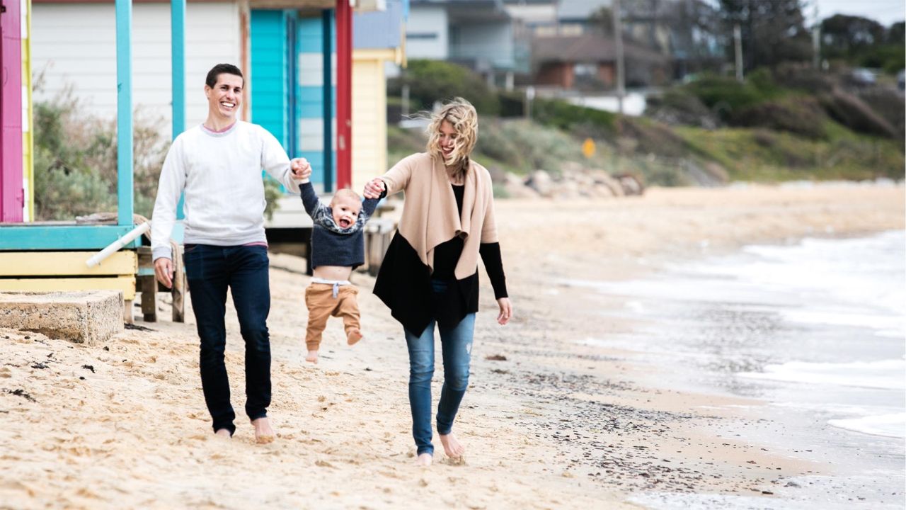 Steve and Whitney walk down the beach with their son and explain how the Book of Mormon helps them