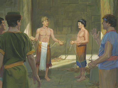 Alma and Amulek breaking ropes