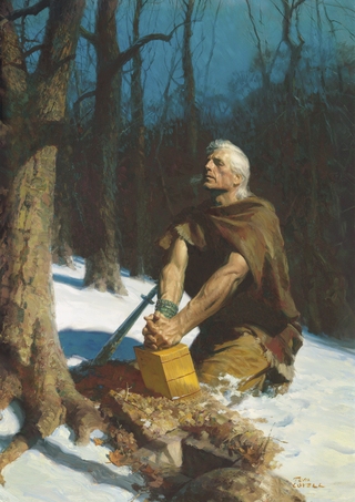 Moroni Hides the Plates in the Hill Cumorah (Moroni Burying the Plates)