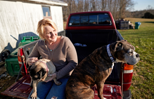 Shelly with her dogs